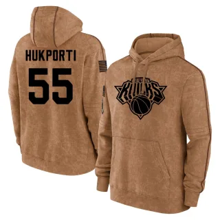 Men's New York Knicks Ariel Hukporti Brown 2023 Salute to Service Club Pullover Hoodie