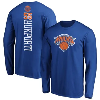 Men's New York Knicks Ariel Hukporti Royal Backer Long Sleeve T-Shirt