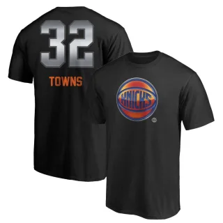 Men's New York Knicks Karl-Anthony Towns Black Midnight Mascot T-Shirt