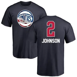 Men's New York Knicks Larry Johnson Navy Name and Number Banner Wave T-Shirt