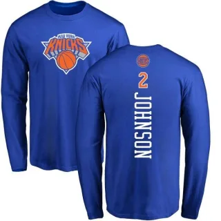 Men's New York Knicks Larry Johnson Royal Backer Long Sleeve T-Shirt