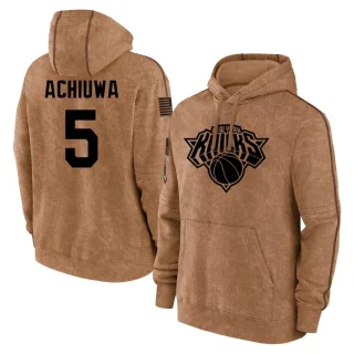 Men's New York Knicks Precious Achiuwa Brown 2023 Salute to Service Club Pullover Hoodie