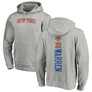 Men's New York Knicks T.J. Warren Branded Ash Backer Pullover Hoodie