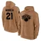 Men's New York Knicks T.J. Warren Brown 2023 Salute to Service Club Pullover Hoodie