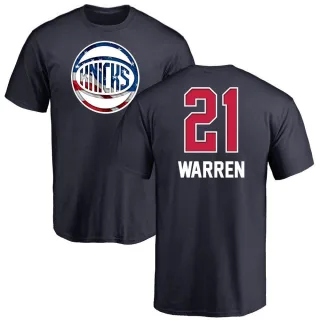 Men's New York Knicks T.J. Warren Navy Name and Number Banner Wave T-Shirt