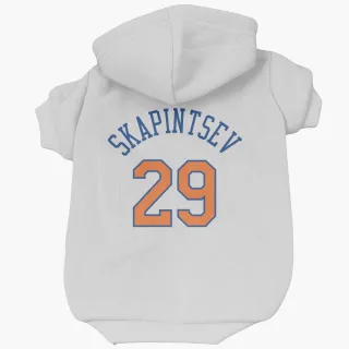 New York Knicks Dmytro Skapintsev White  Dog & Cat Pet Hoodie