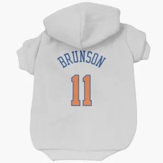 New York Knicks Jalen Brunson White  Dog & Cat Pet Hoodie