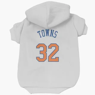 New York Knicks Karl-Anthony Towns White  Dog & Cat Pet Hoodie