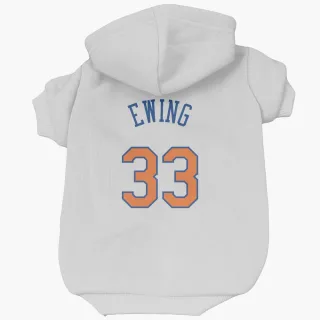 New York Knicks Patrick Ewing White  Dog & Cat Pet Hoodie