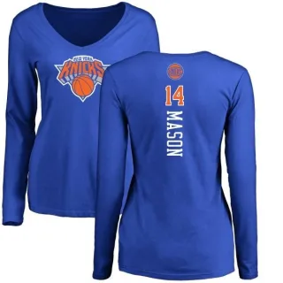 Women's New York Knicks Anthony Mason Royal Backer Long Sleeve T-Shirt