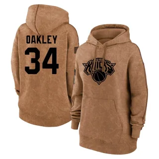 Women's New York Knicks Charles Oakley Brown 2023 Salute to Service Pullover Hoodie