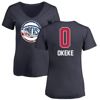 Women's New York Knicks Chuma Okeke Navy Name and Number Banner Wave V-Neck T-Shirt