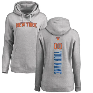 Women's New York Knicks Custom Branded Ash Backer Pullover Hoodie