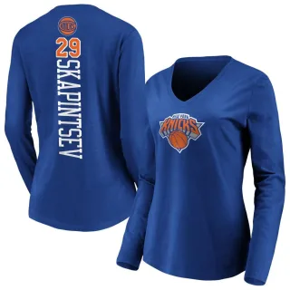 Women's New York Knicks Dmytro Skapintsev Royal Backer Long Sleeve T-Shirt