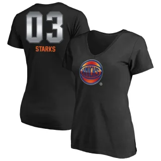 Women's New York Knicks John Starks Black Midnight Mascot T-Shirt