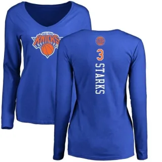 Women's New York Knicks John Starks Royal Backer Long Sleeve T-Shirt