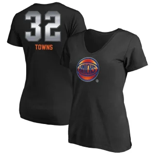 Women's New York Knicks Karl-Anthony Towns Black Midnight Mascot T-Shirt