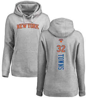 Women's New York Knicks Karl-Anthony Towns Branded Ash Backer Pullover Hoodie