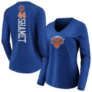 Women's New York Knicks Landry Shamet Royal Backer Long Sleeve T-Shirt