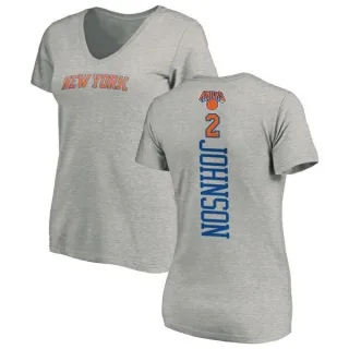 Women's New York Knicks Larry Johnson Ash Backer T-Shirt