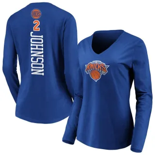 Women's New York Knicks Larry Johnson Royal Backer Long Sleeve T-Shirt