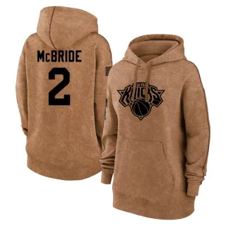 Women's New York Knicks Miles McBride Brown 2023 Salute to Service Pullover Hoodie