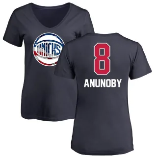 Women's New York Knicks OG Anunoby Navy Name and Number Banner Wave V-Neck T-Shirt