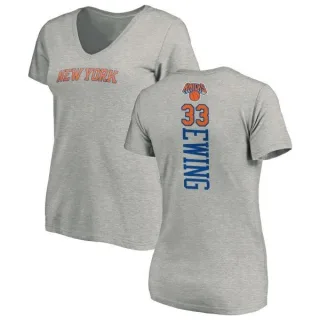 Women's New York Knicks Patrick Ewing Ash Backer T-Shirt