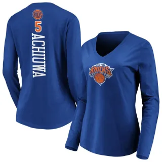 Women's New York Knicks Precious Achiuwa Royal Backer Long Sleeve T-Shirt