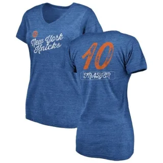 Women's New York Knicks Walt Frazier Royal Sideline V-Neck T-Shirt